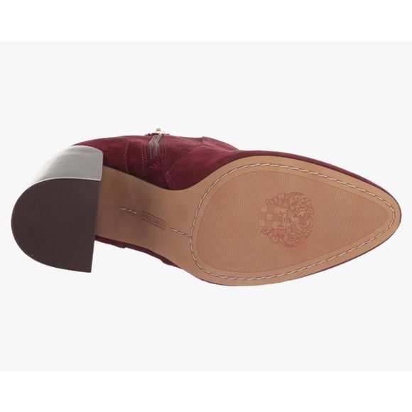 VINCE CAMUTO Enverna Almond-Toe Block Heeled Burgundy Suede Boots size 7.5 NWIB - Picture 6 of 14